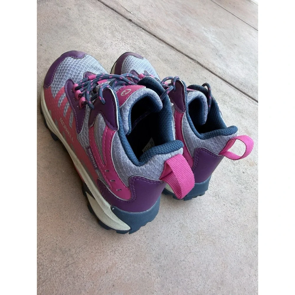 Merrell Moab Speed 2 Mid Waterproof Kids Hiking Shoes Berry Purple Size 3
